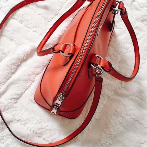 Coach Red Cross-Grain Leather Dome Bag - Picture 5 of 8